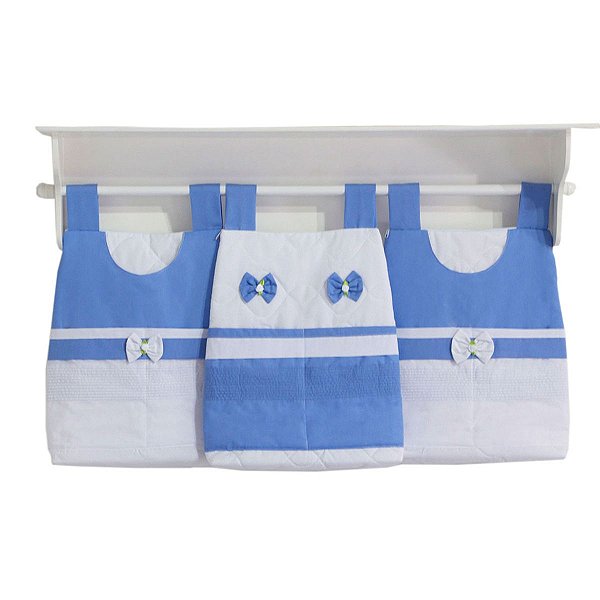 Porta Fraldas de Varão para Quarto de Bebê Azul  Royal 03 Peças - Coleção Sensação