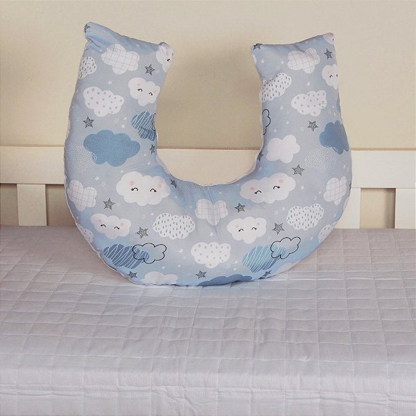 Almofada de Amamentação Sublimada Para Bebê Nuvem Azul - 01 Peça