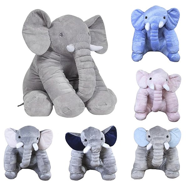 Almofada Travesseiro Elefante News Bebê Dormir Pelúcia 64cm