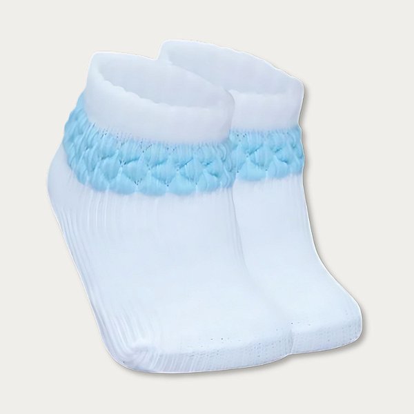 Meia Malha Persa Para Bebê  de 0 a 06 meses - Azul