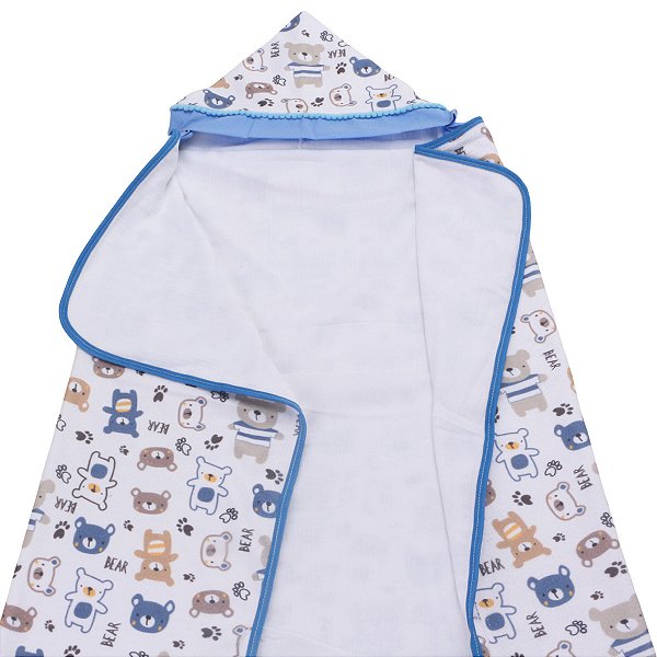 Toalha de Banho Infantil forrada com Capuz Estampada Menino 01 Peça