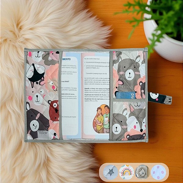 Capa para Caderneta de Vacinação para Bebê Bichinho na Selva 01 Peça
