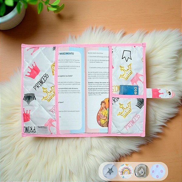 Capa para Caderneta de Vacinação para Bebê Princess Rosa 01 Peça