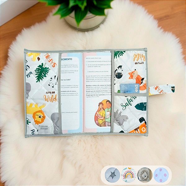 Capa para Caderneta de Vacinação para Bebê Safari 01 Peça
