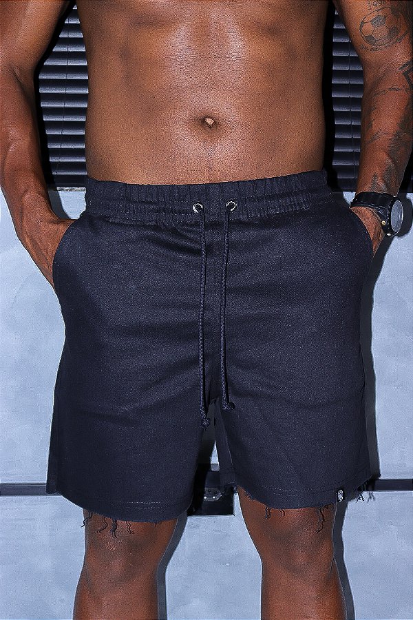 Bermuda Preta Sarja Desfiada Basic