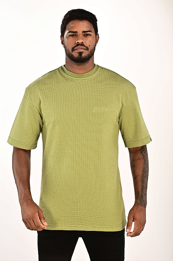 Oversized Tricot Verde Abacate Escrita Preta