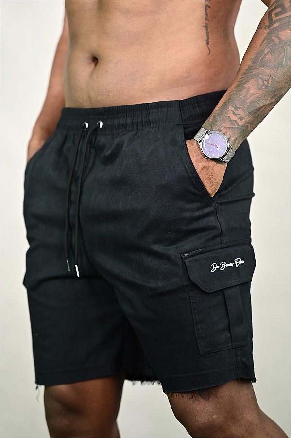 Bermuda Preta Cargo Bolsos Exclusive