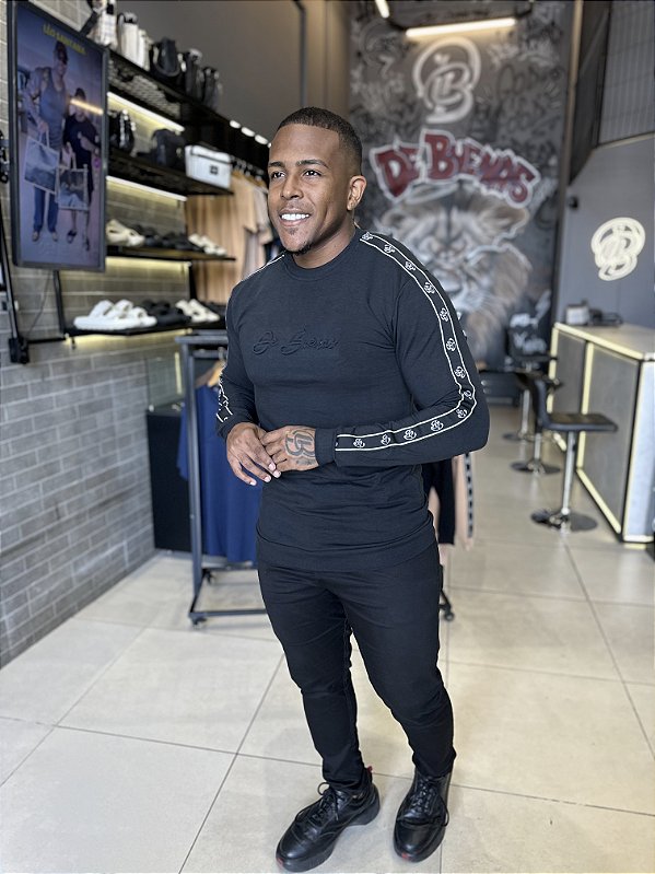 Suetér Preto Elástico Embossing