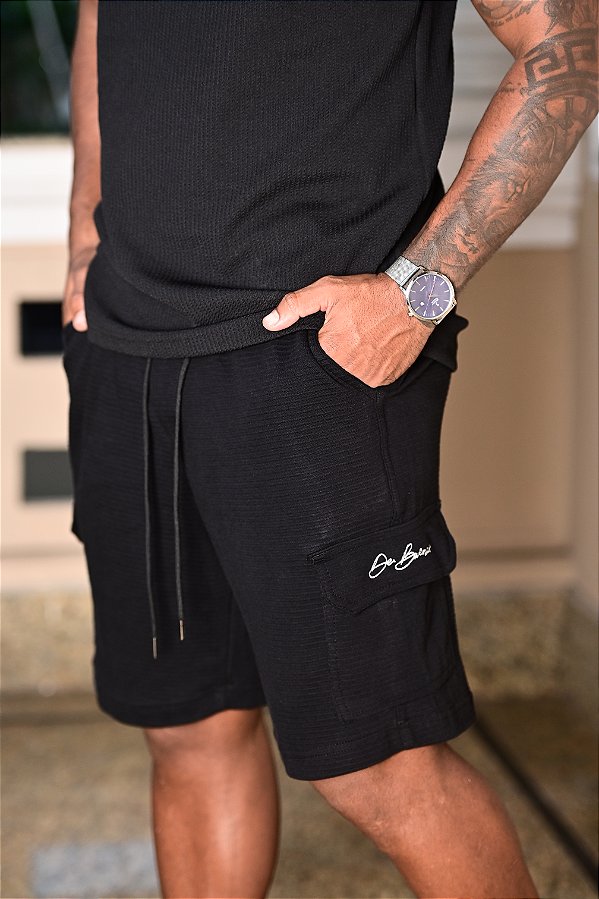 Bermuda Cargo Preta Canelada