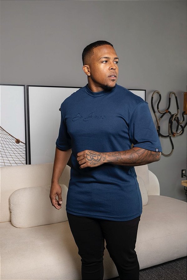 Oversized Azul Marinho Suedine Embossing De Buenas