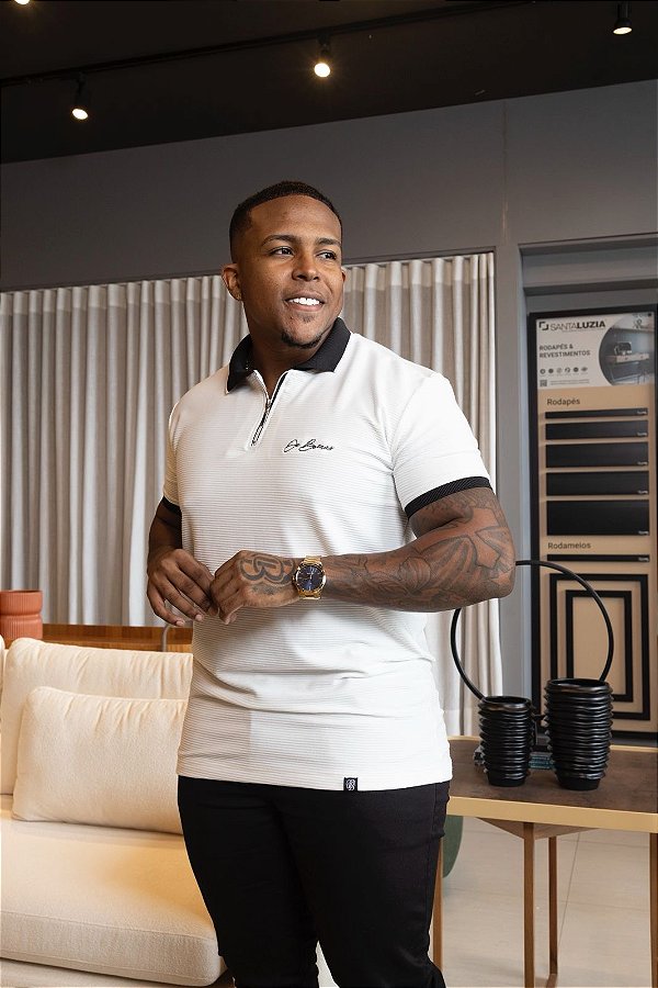Polo Off-White Canelada Zíper Punho