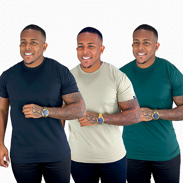 Kit 3 Camisas Básicas 100% Algodão De Buenas
