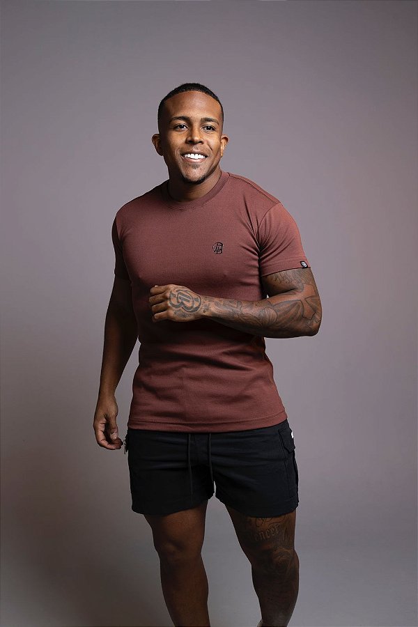 Camisa Marrom Algodão Suedine Básica