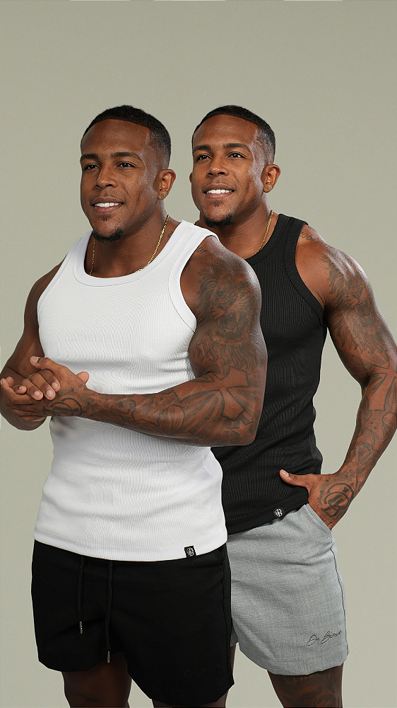 Kit 2 Regatas Americanas Preta + Branca Ribana Canelada De Buenas