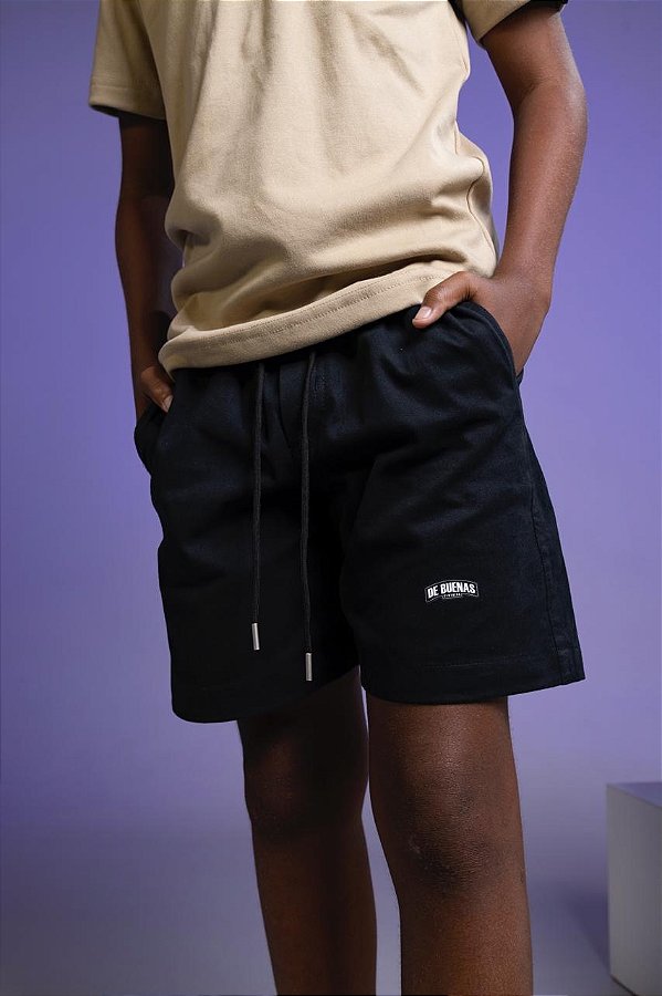 Bermuda Preta Kids De Buenas Sarja Emborrachada