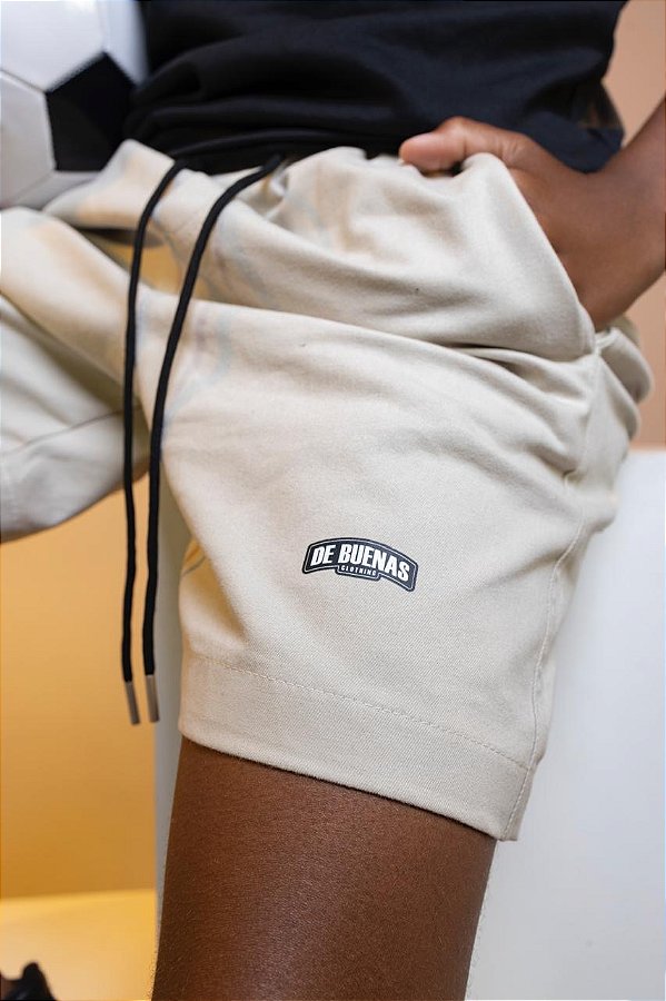 Bermuda Bege Kids De Buenas Sarja Emborrachada