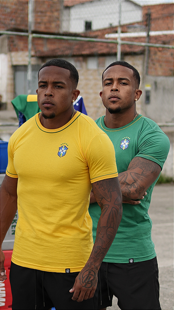 Kit 2 Camisas do Brasil Amarela + Verde 100% Algodão De Buenas
