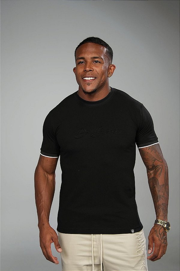 Camisa Preta Algodão Peruano Alto Relevo 3D De Buenas