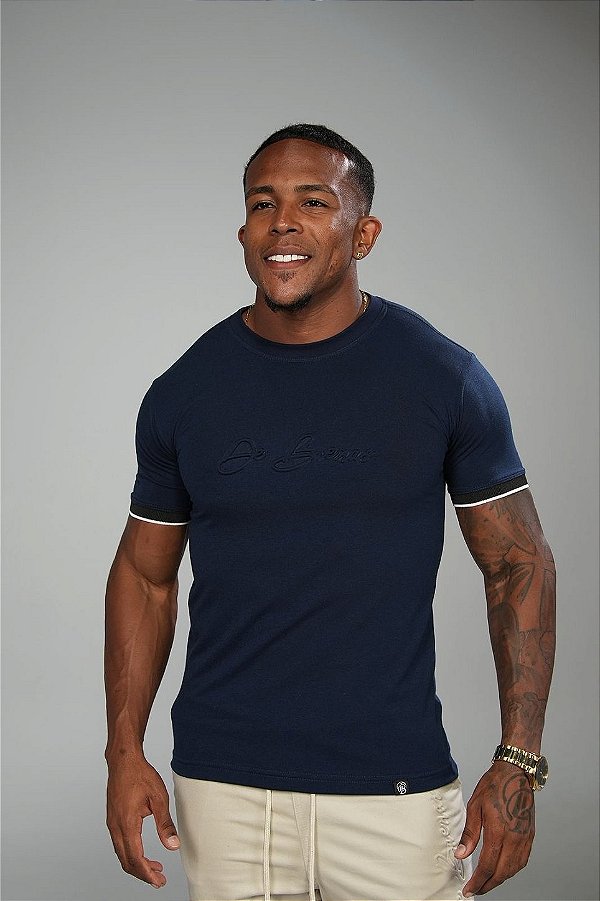 Camisa Azul Marinho Algodão Peruano Alto Relevo 3D De Buenas