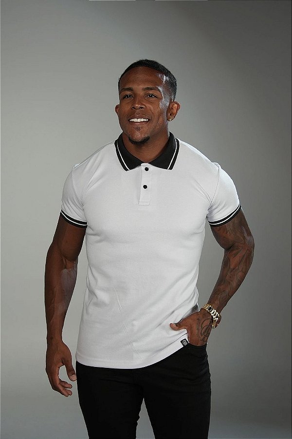 Camisa Polo Branca Algodão Egípcio De Buenas