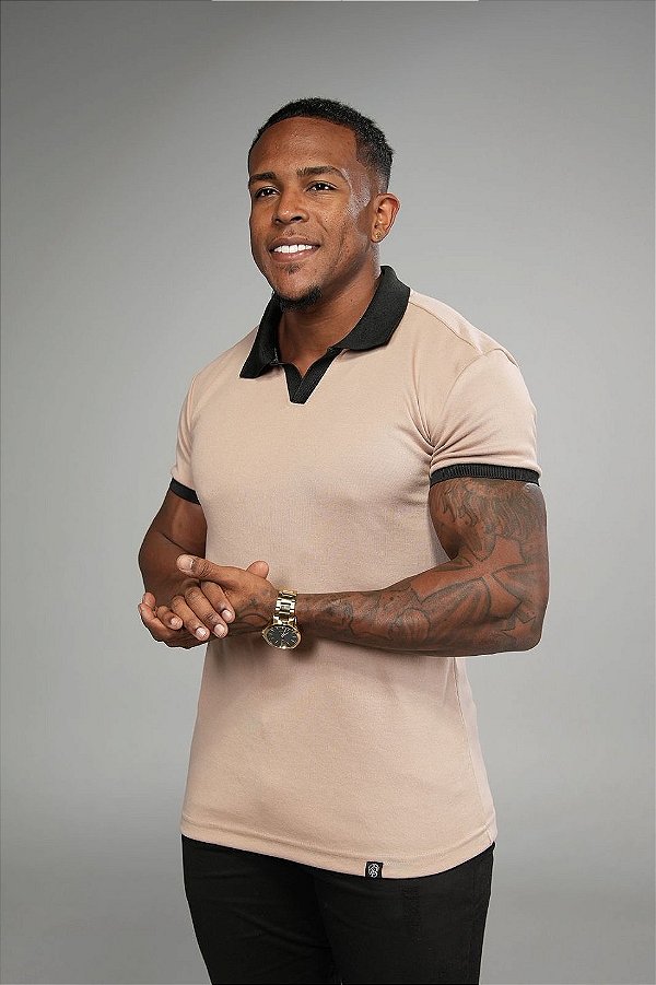 Camisa Polo Bege Algodão Egípcio De Buenas