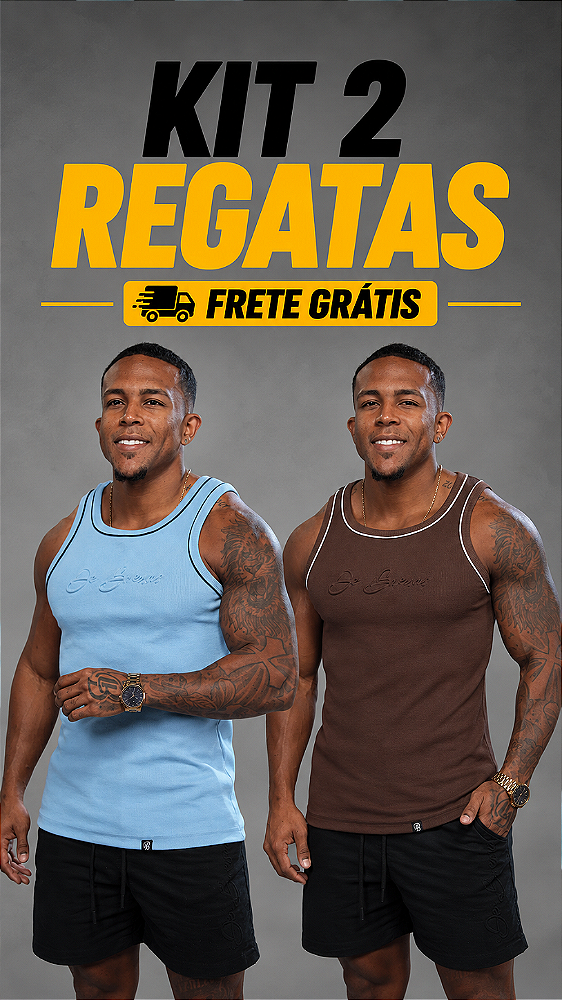 Kit com 2 Regatas Americanas Masculinas Ribana Canelada 92% Algodão 8% Elastano De Buenas Marrom + Azul Bebê
