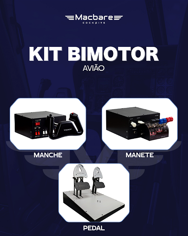 Kit Avião Bimotor - Mac-Yoke Mult + Mac-TQ6 + Mac-Rudder Piper