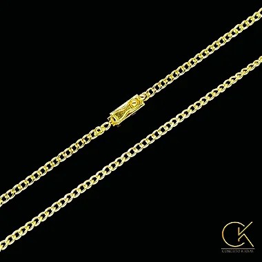 Corrente Grumet Elo Chapado 2,5mm - Fecho Gaveta - 60 ou 70cm - Banhada a Ouro 18k