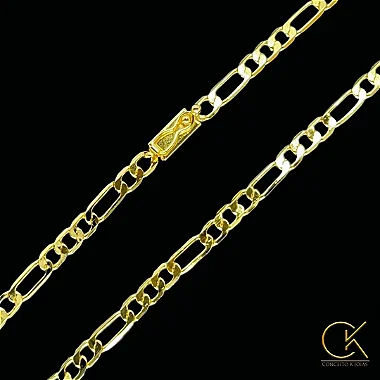 Corrente 3 por 1 4,5mm - Fecho Gaveta - Banhada a Ouro 18k