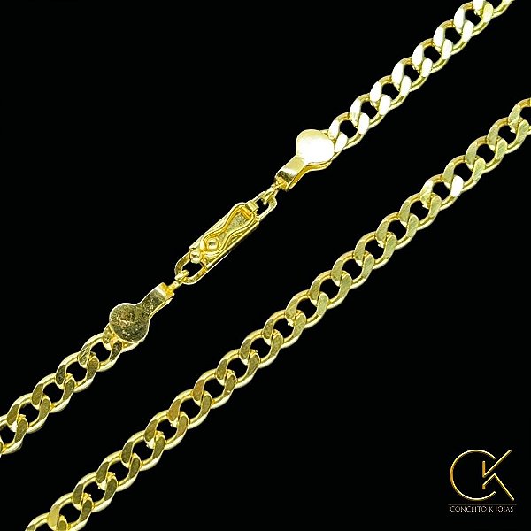 Corrente Grumet Elo Chapado 5mm - Fecho Gaveta - 60 ou 70cm - Banhada a Ouro 18k