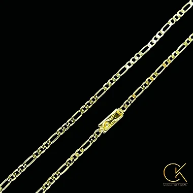 Corrente 3 por 1 2,5mm - Fecho Gaveta - Banhada a Ouro 18k