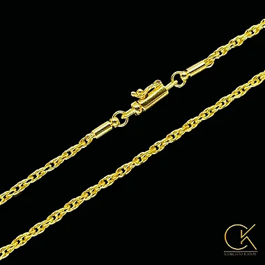 Corrente Peruana DNA 3mm - Fecho Canhão Especial - 60 ou 70cm - Banhada a Ouro 18k