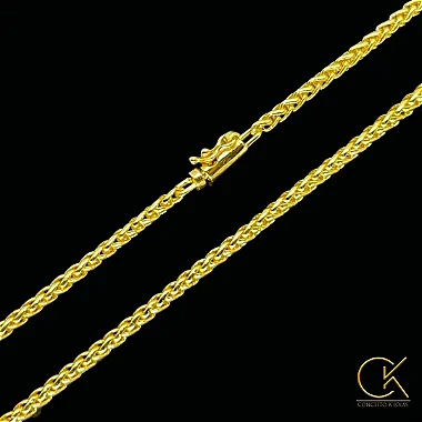 Corrente Peruana 3mm - Fecho Canhão - 60 ou 70cm - Banhada a Ouro 18k