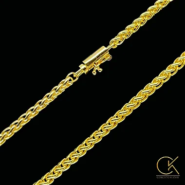 Corrente Peruana 4mm - Fecho Canhão - 60 ou 70cm - Banhada a Ouro 18k