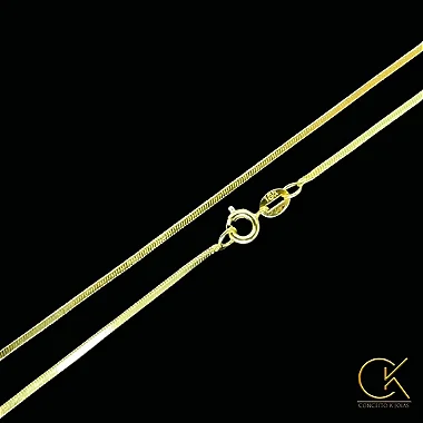 Corrente Rabo de Rato Quadrada 1,5mm - Fecho Tradicional - 50/60/70cm - Banhada a Ouro 18k