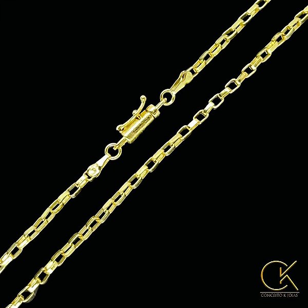 Corrente Cartier Elo Chapado 2,5mm - Fecho Canhão - Banhada a Ouro 18k