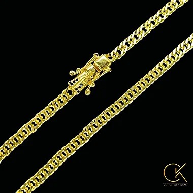 Corrente Grumet Dupla 5mm - Fecho Nossa Senhora - Banhada a Ouro 18k