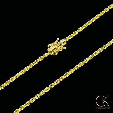 Corrente Cordão Baiano 2,5mm - Fecho Canhão Duplo - Banhada a Ouro 18k