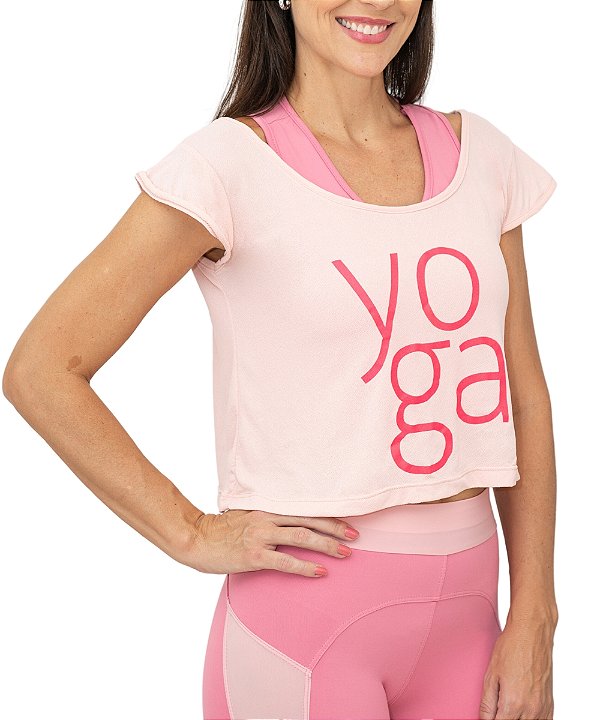 Blusa Cropped Yoga Rosa