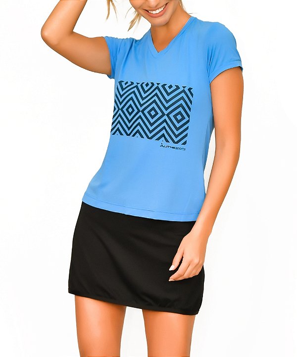 Camiseta Térmica Feminina Grafismo Azul