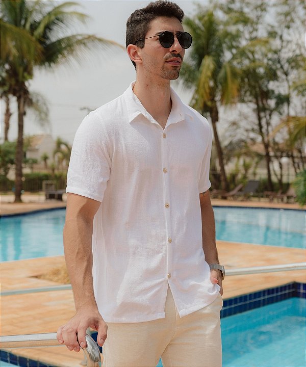 Camisa Slim Algodão Branca