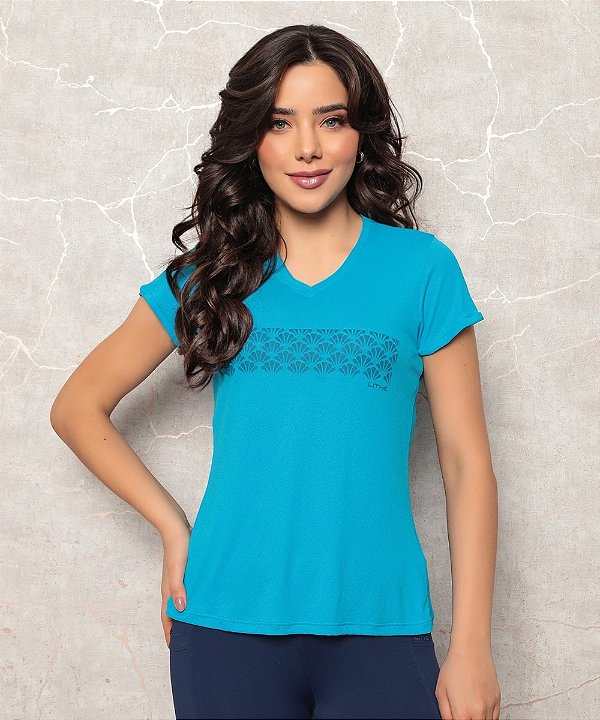 Camiseta Feminina Dry Lithe Shell Azul Turquesa