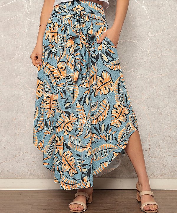 Saia Longa Estampada laranja
