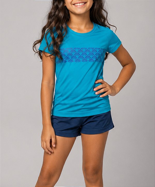 Camiseta Infantil Dry Lithe Shell Azul Turquesa