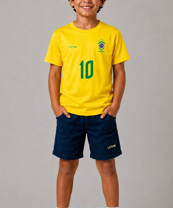 Camiseta Dry Infantil Amarelo Brasil