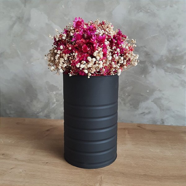 ARRANJO DE FLORES SECAS NA LATA DECORATIVA