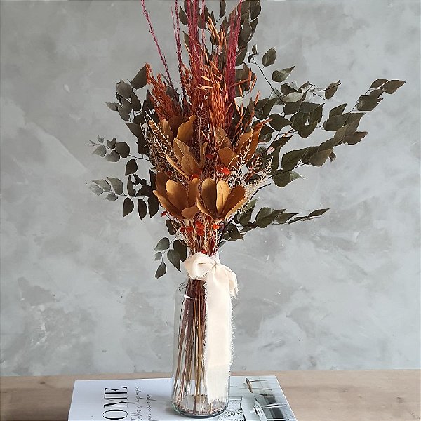 ARRANJO DE FLORES DESIDRATADAS FLOR DE LARANJA