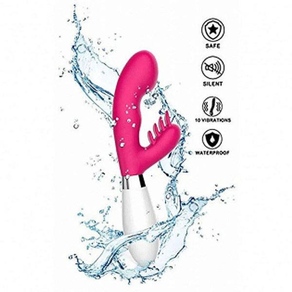 VIBRADOR DUPLO MOTOR PONTO G 10 VIBRAÇÕES PINK - 5371