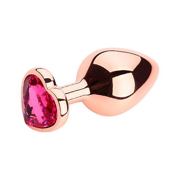 Plug Anal Em Aço Formato De Coração Com Pedra Rose G - 7448