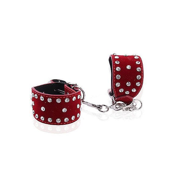 Algema com Corrente e Fivelas em Couro Luxo Vermelho - 8078